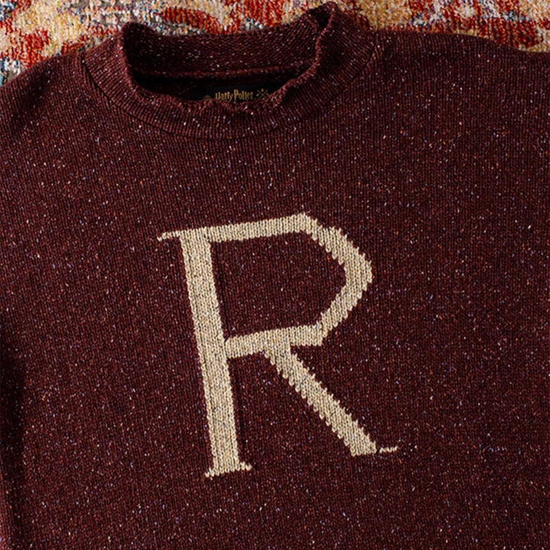 Harry Potter Ron Weasley ‘R’ Sweater - Adult Replica Knit Jumper - Burgundy - Costume & Collectible Gift - Image 3